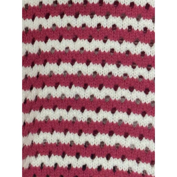 Spiritual Gangster Sz M Pink White Open Knit Stripe Sweater Coastal Preppy Chic - Picture 4 of 8